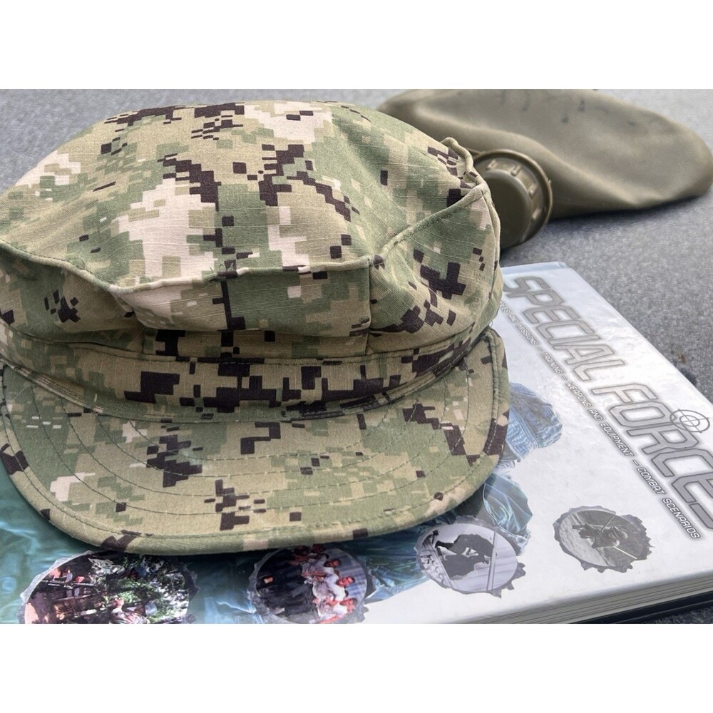 USN NWU Type III AOR2 Digital Woodland Utility Navy Cap Hat Size 7 1/2